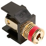 Leviton QuickPort Binding Post Snap-In Connector, Red Stripe, Brown
